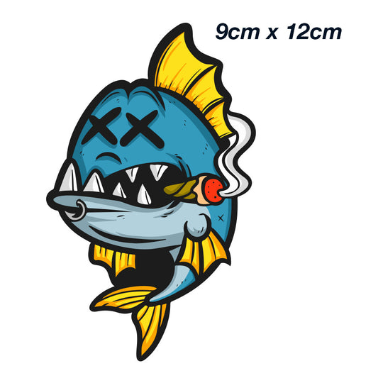 Monster Fish Smoking Funny Bar Fridge Laptop , Car  Decal Sticker 