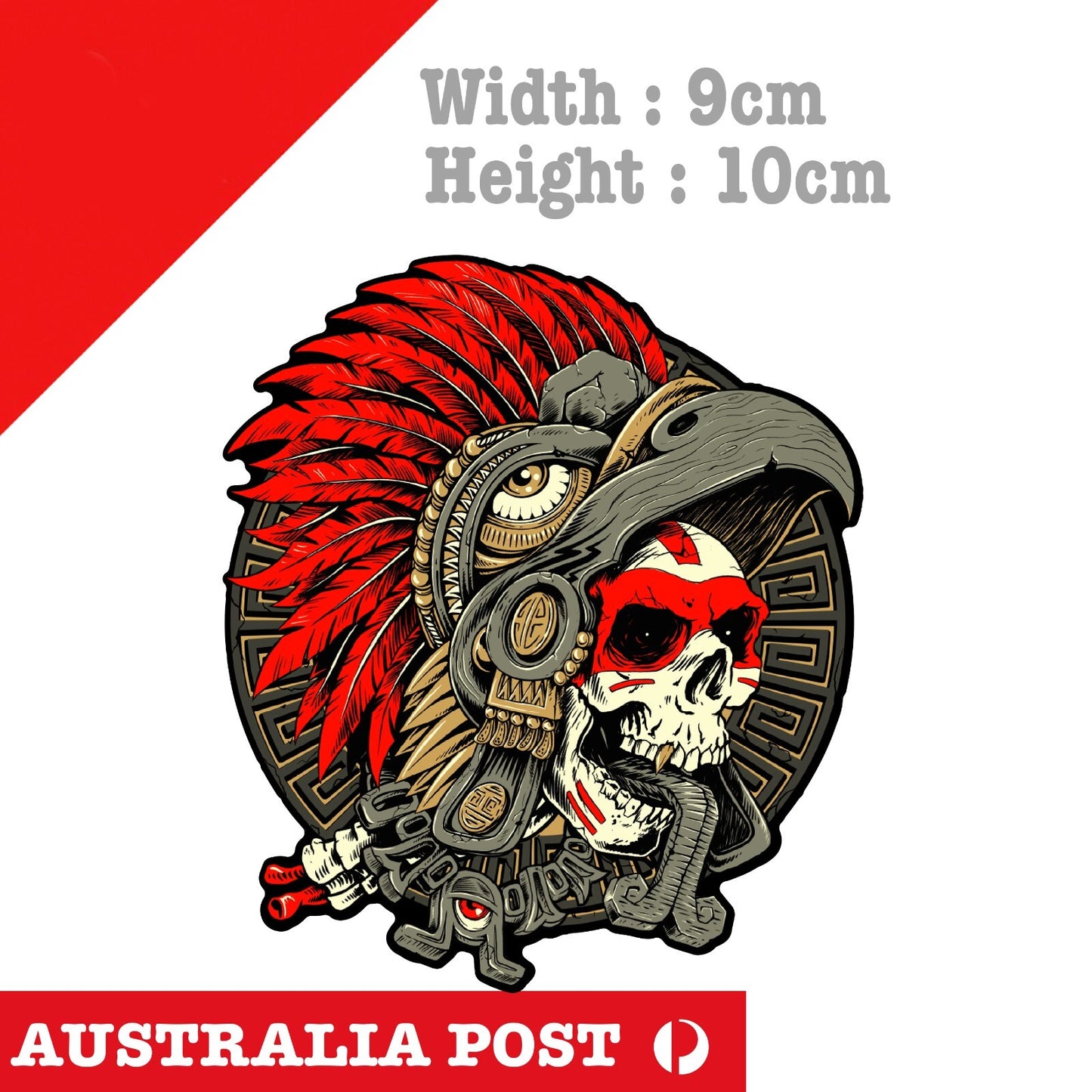 Skull Apache Warrior, Skull Warrior, Skull, Motorcycle Sticker