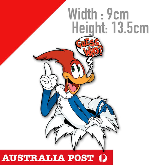 Woody Woodpecker GUESS WHO Logo Cartoon Funny  Sticker