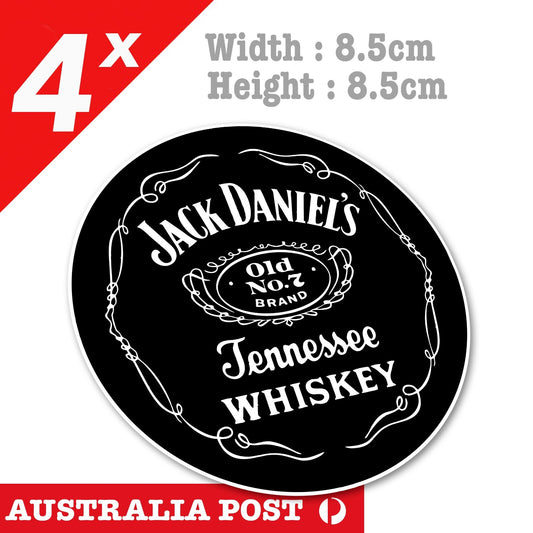 Jack Daniel Whiskey Round Label , Beer, Whiskey, Bar, Fridge, Toolbox Sticker
