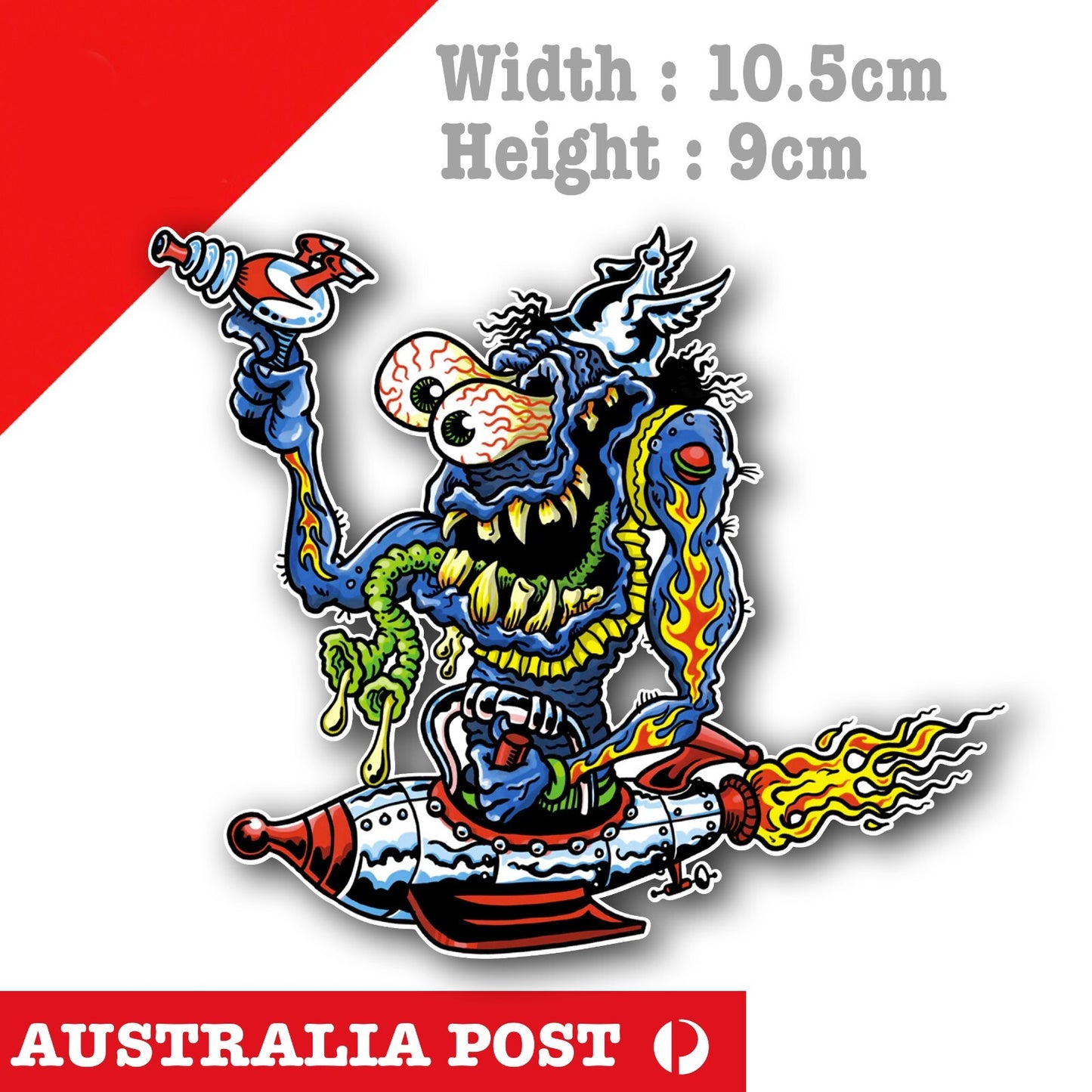 Alien Monster Rocker Hot Rod Funny Monster Sticker