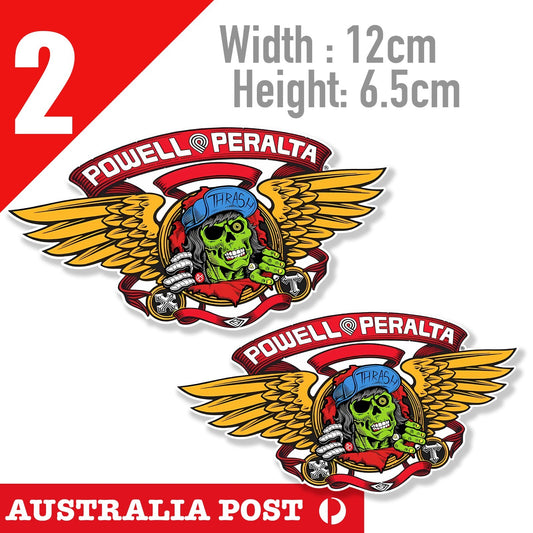 POWELL PERALTA RIPPER Skull  THRASH- Skateboarding Skull Stickers