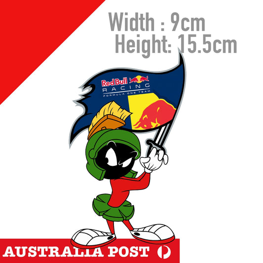 RED BULL FORMULA ONE RACING Flag MARVIN the Martian with Sword Funny Sticker