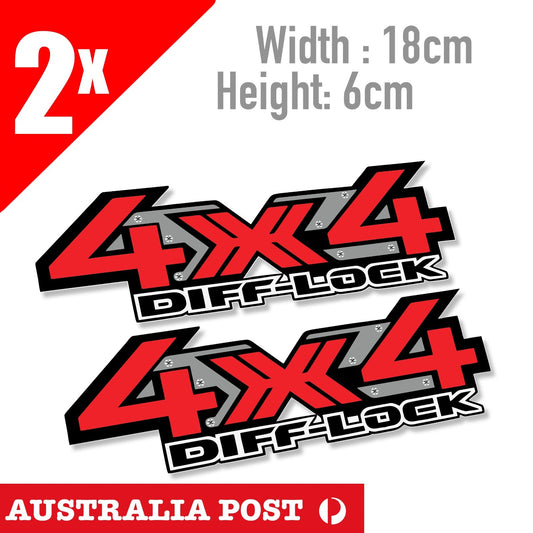 4x4 OFF ROAD DIFLOCK Logo, UTE, 4WD, Toyota, Mitsubishi, FORD Ranger 2x Sticker