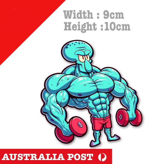 Sponge Bob Squidward as Muscle Gym Guy Funny Sticker
