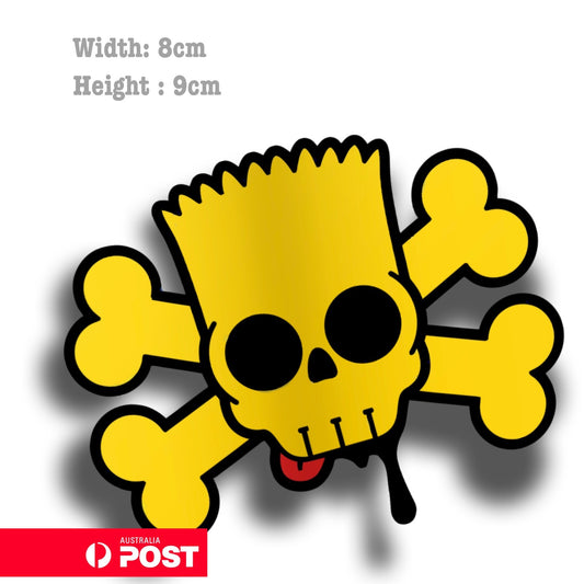 Bart Simpson Skull Cross Funny Laptop , Car  Decal Sticker 
