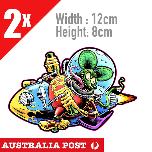 Rat Fink Astronut Rocket with Flame Sticker