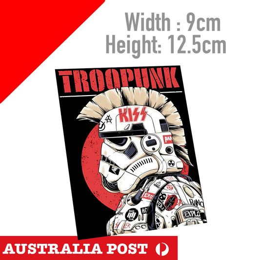 Storm Trooper Punk  KISS Band Helmet with Mohawk Star Wars Soldier Sticker