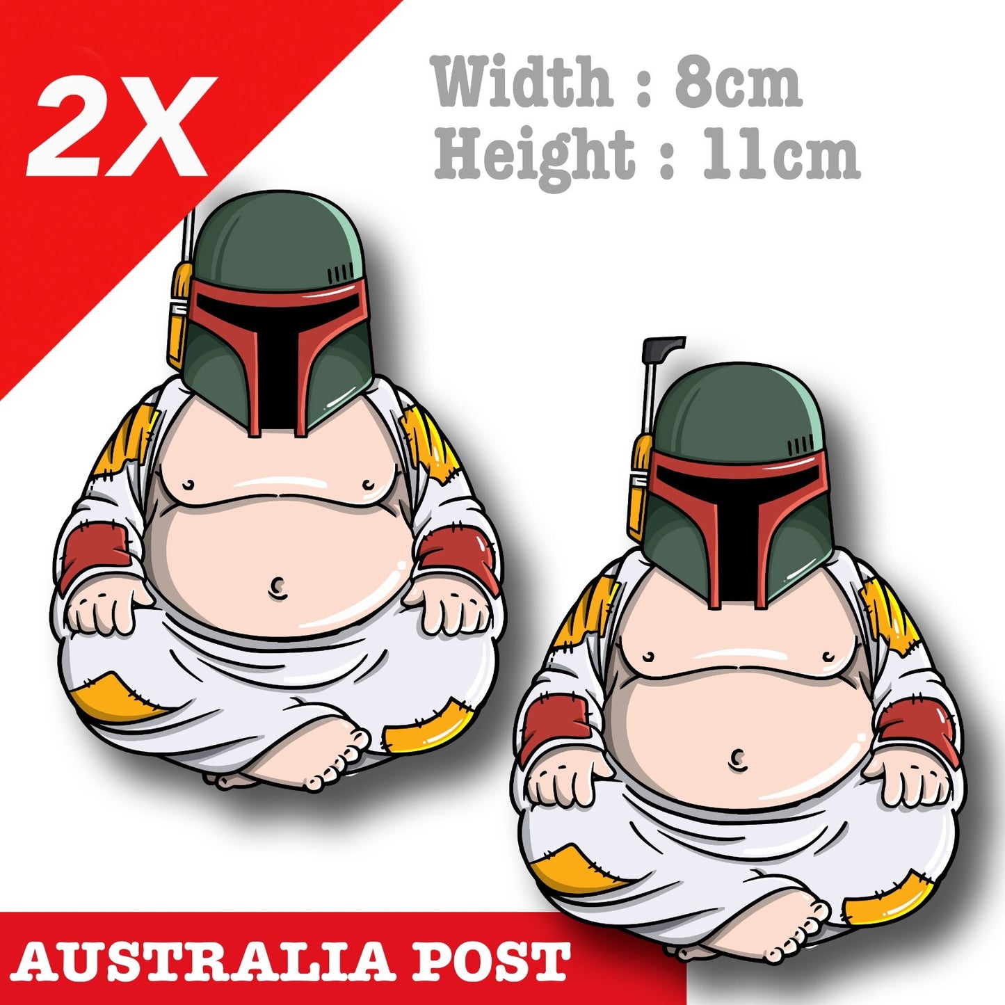 Mandalorian Buddha Helmet Funny Star Wars Bounty Hunter x2 Sticker