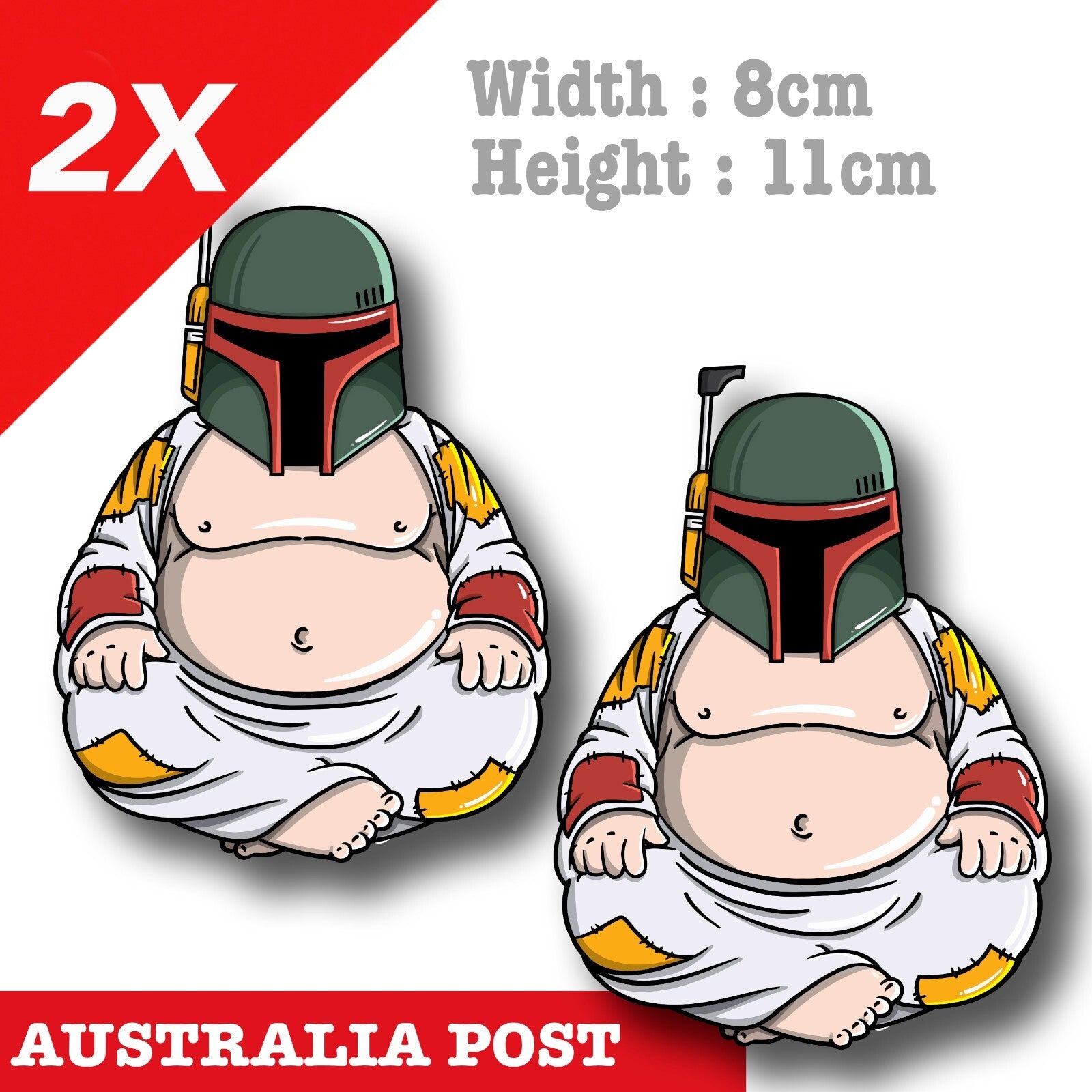 Mandalorian Buddha Helmet Funny Star Wars Bounty Hunter x2 Sticker