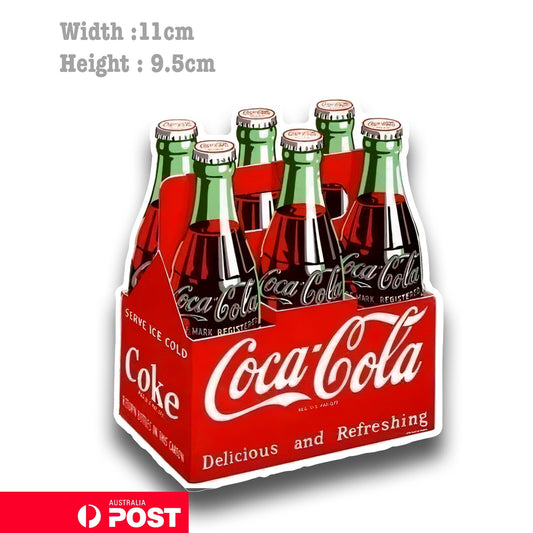 Coca Cola Vintage Bottle 6 Pack - Retro Logo  Vinyl  Sticker