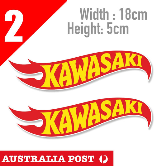 KAWASAKI  RACING Banner Hot Wheels Style Motorcycle 2x Racing Motorcycle Sticker