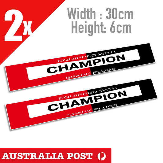 CHAMPION Spark Plug Logo Banner Vinyl  Stickers
