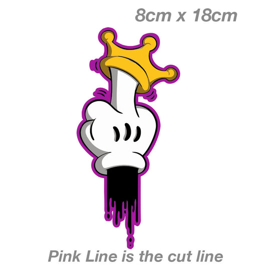 Disney Mickey Mouse Middle Finger Crown Vinyl  Sticker 