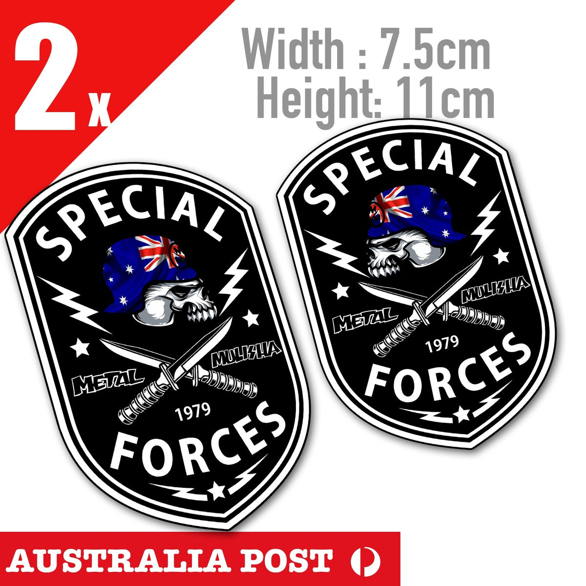 Motorcycle Helmet Metal MULISHA Skull AUSTRALIAN FLAG Special Forces  Stickers