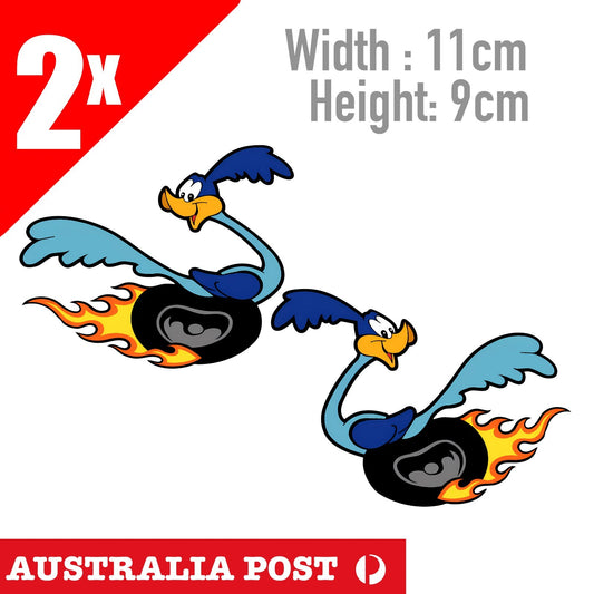 Road Runner and Wile E Coyote Flame Funny  Decal  Stickers