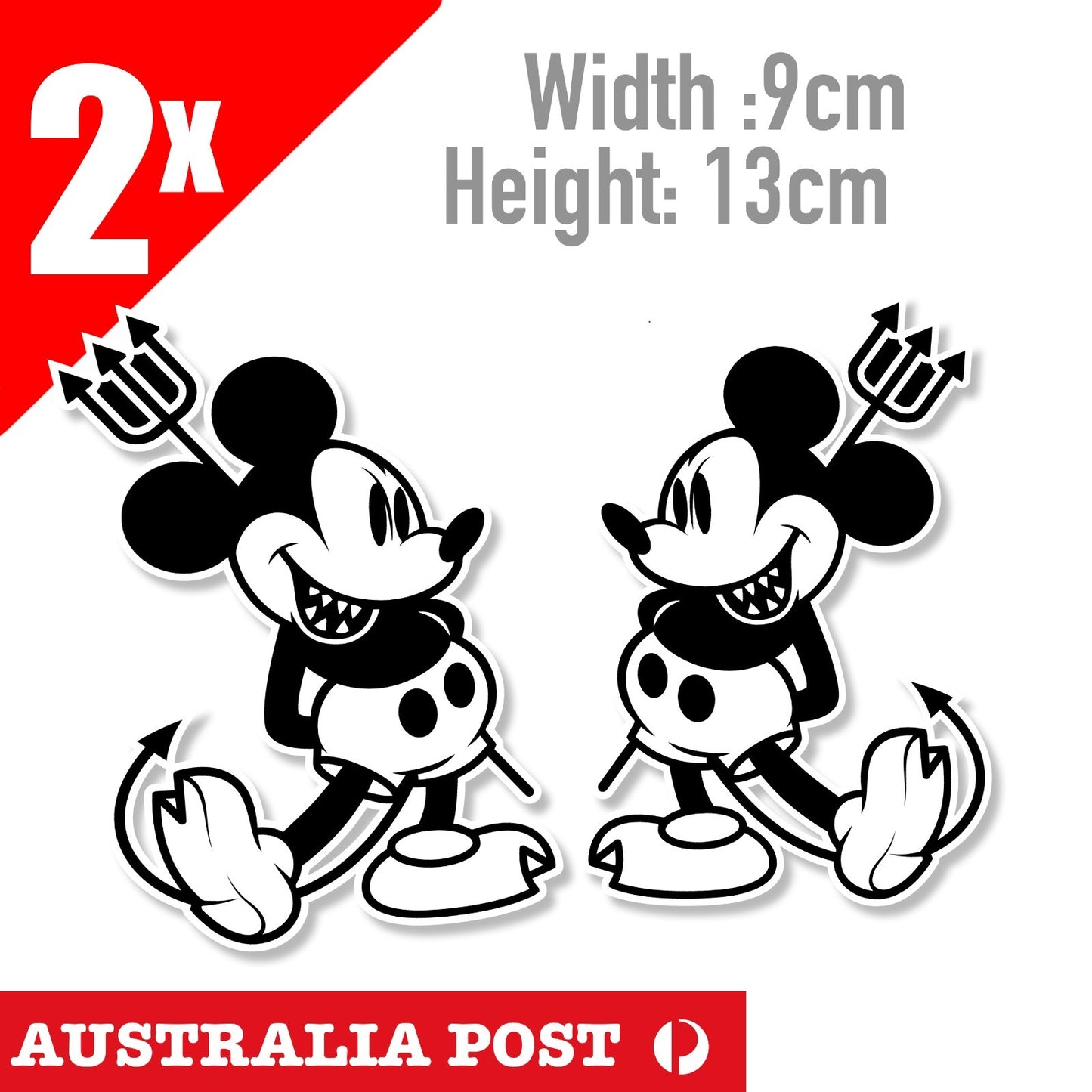 Disney Mickey Mouse Evil Mickey as SATAN Funny Cartoon x2 Sticker
