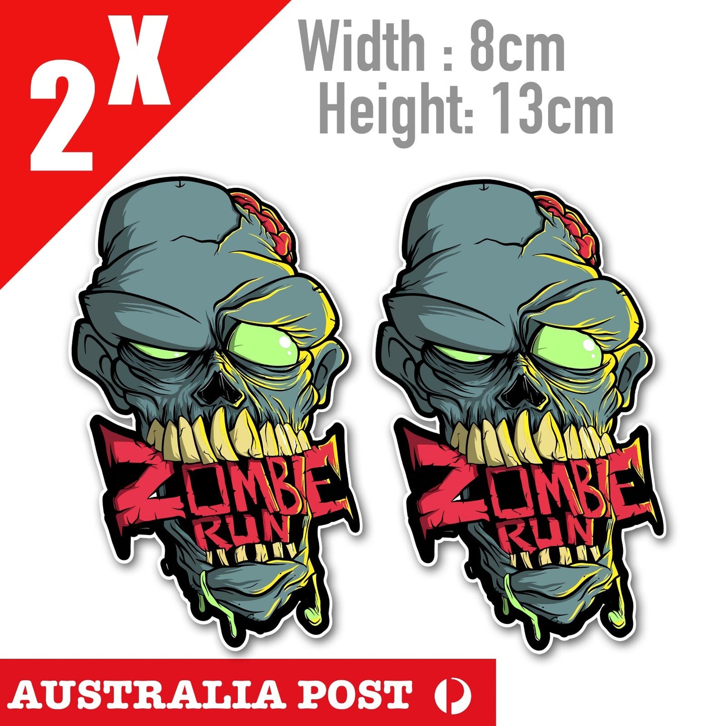 ZOMBIE Head , Zombie Brain Head Funny Zombie Stickers