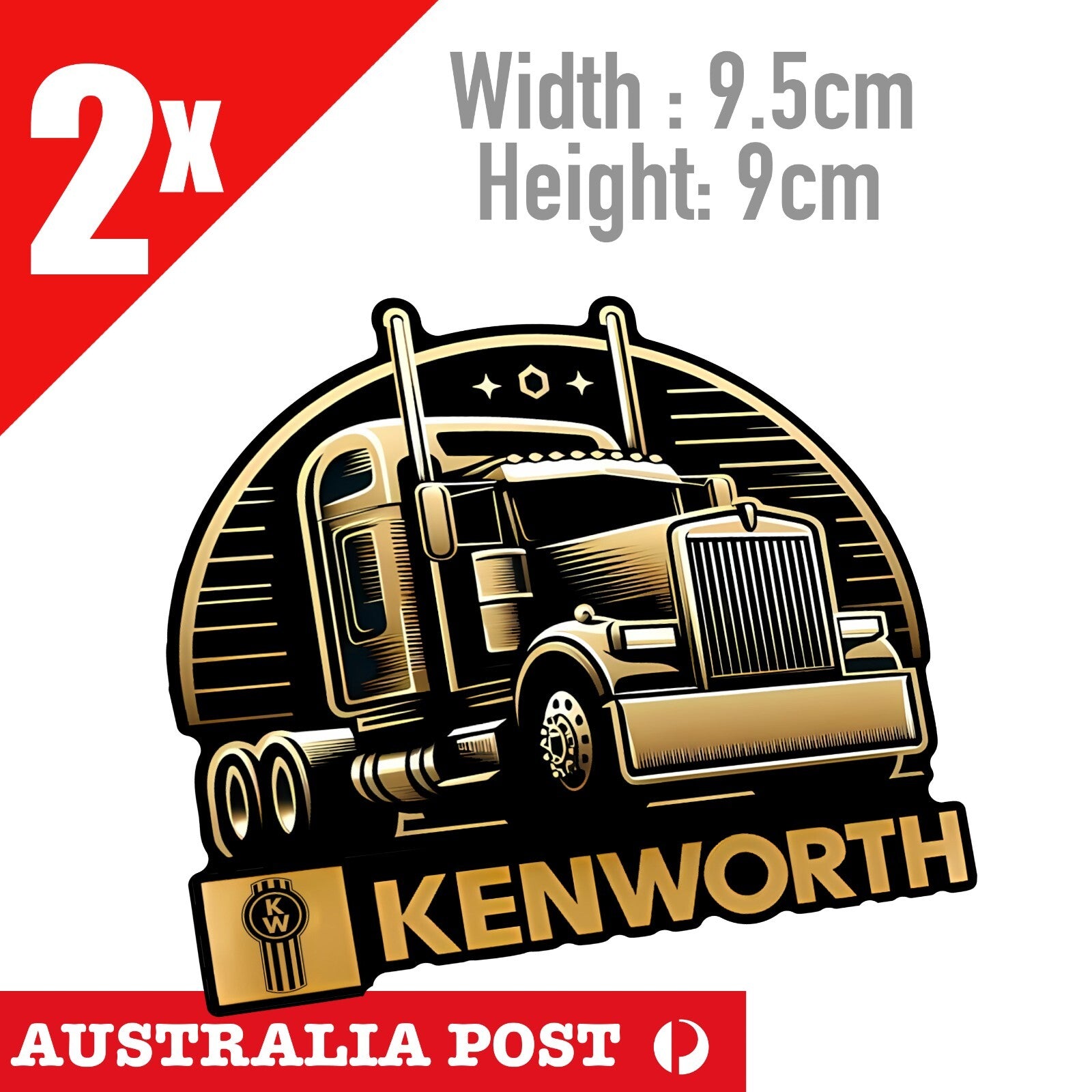 Kenworth Truck GOLD Banner, Kenworth Truck Truck logo 2x Stickers