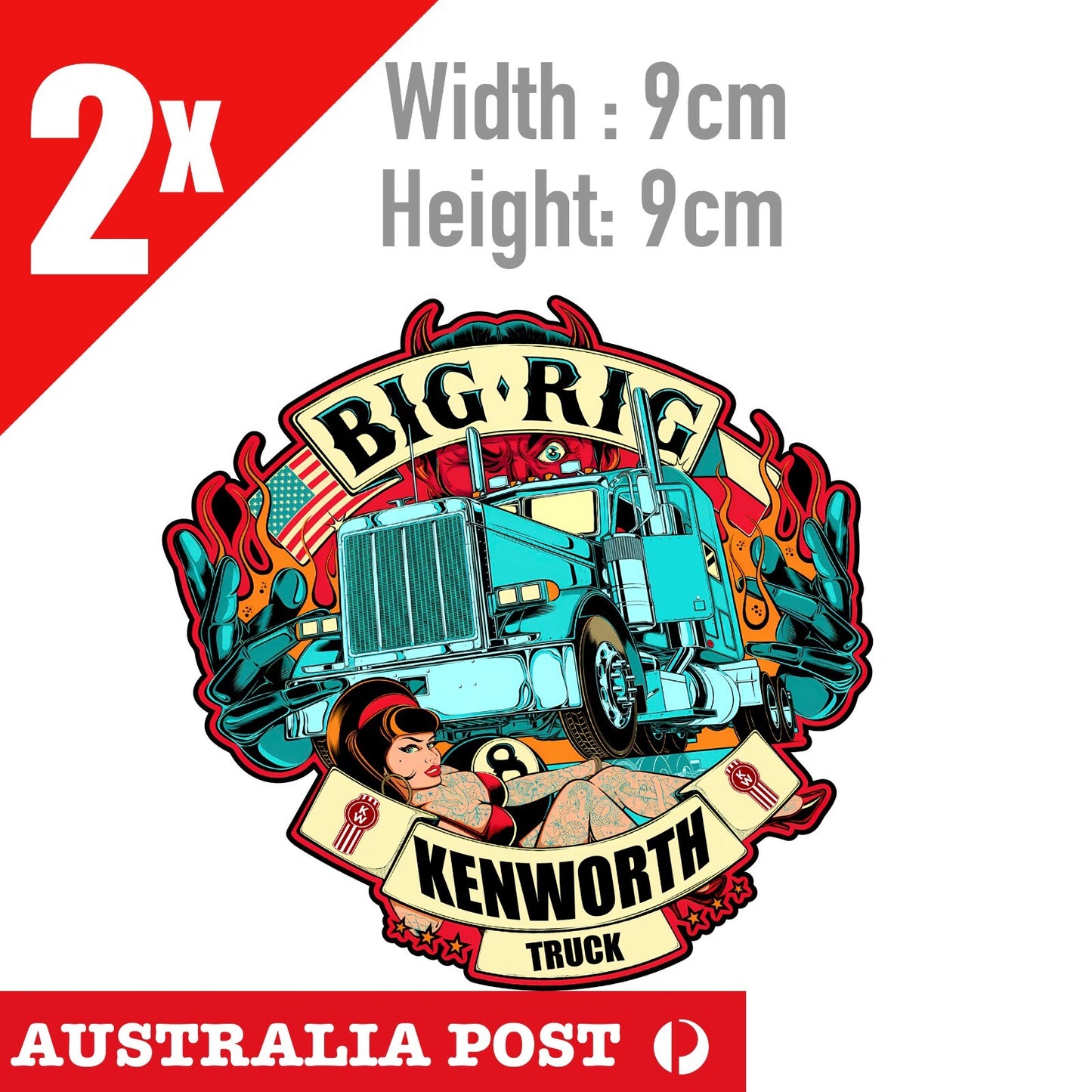 Kenworth Truck Big RIG , Kenworth Badge Truck Sexy Tattoo Pin Up Girl Stickers