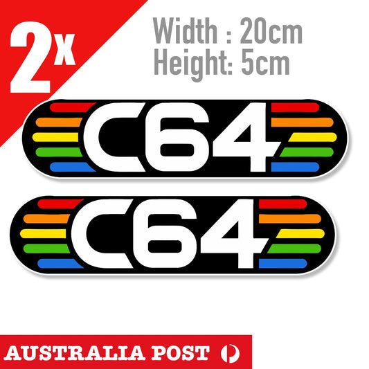Commodore 64 Vintage Retro Logo x2 Sticker