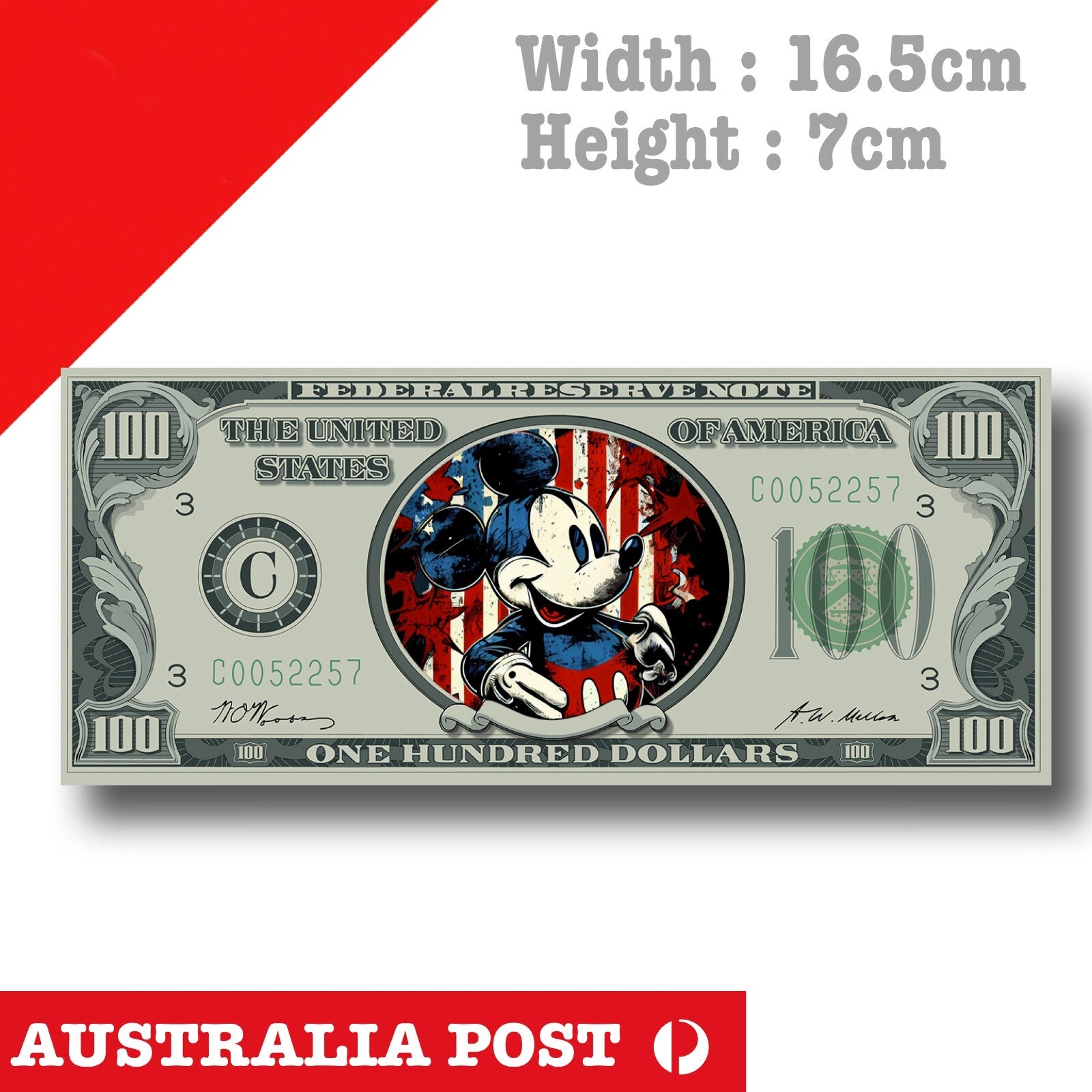 Mickey Mouse US Dollar Funny Money Cartoon Character Sticker