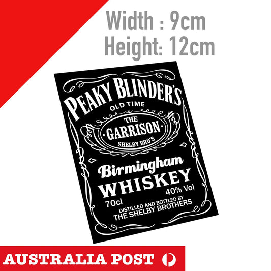 PEAKY Blinders Garrison WHISKEY,  Jack Daniel Whiskey Birmingham Label Sticker