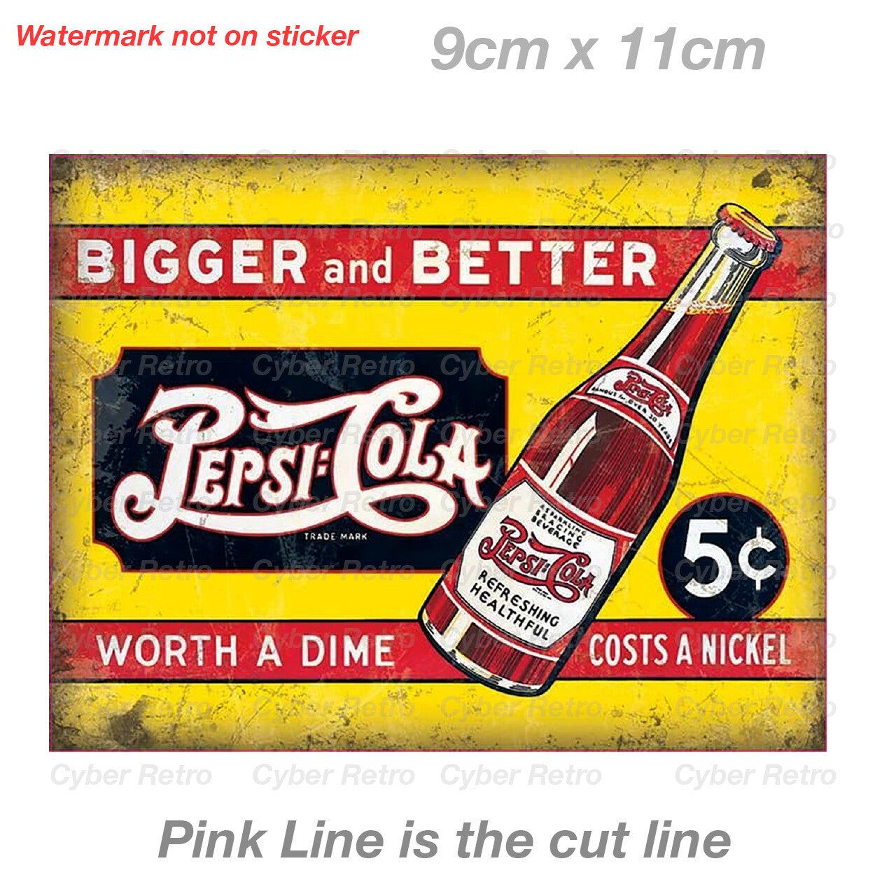 Pepsi Cola Old Style Bottle Retro Rusty Sign  Sticker 