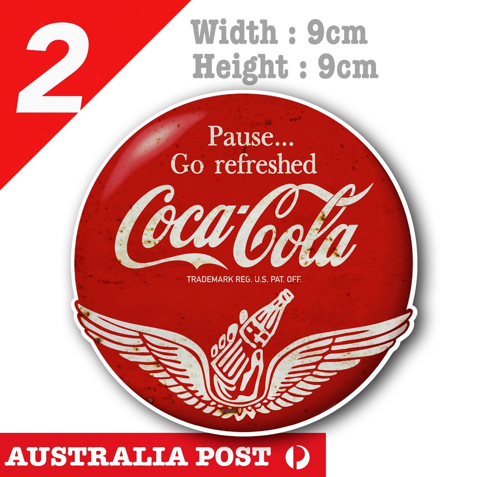 Coca Cola Go Refresh Round Badge Old Vintage Retro Rusty Sign  Sticker