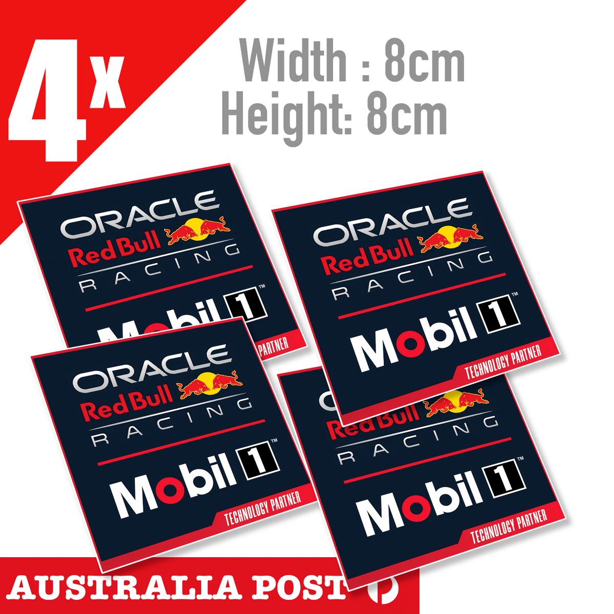 Mobil 1 Motor Oil RED BULL ORACLE RACING - MOBIL 1 Logo , Man-cave x4  Stickers