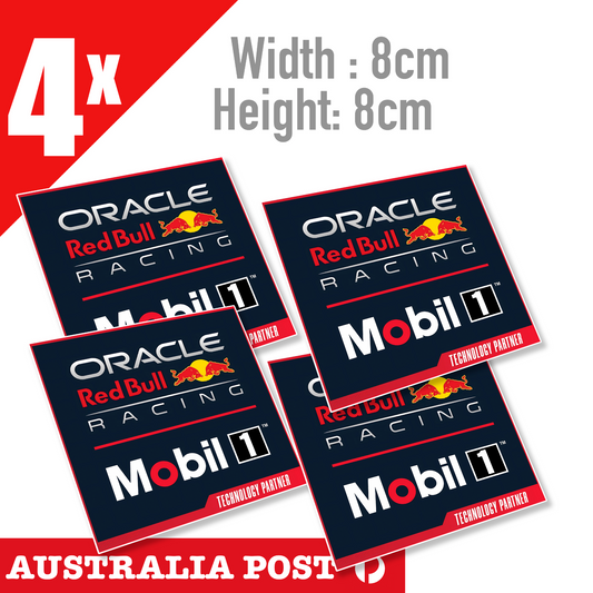 Mobil 1 Motor Oil RED BULL ORACLE RACING - MOBIL 1 Logo , Man-cave x4  Stickers