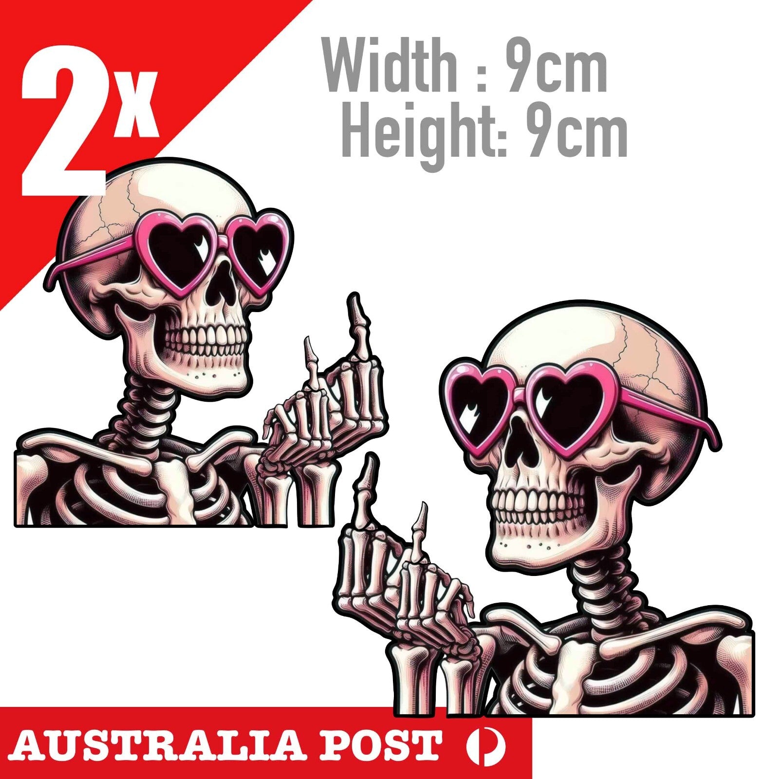SKULL with Pink Glasses Funny Middle Finger Car Window, Laptop  Stickers
