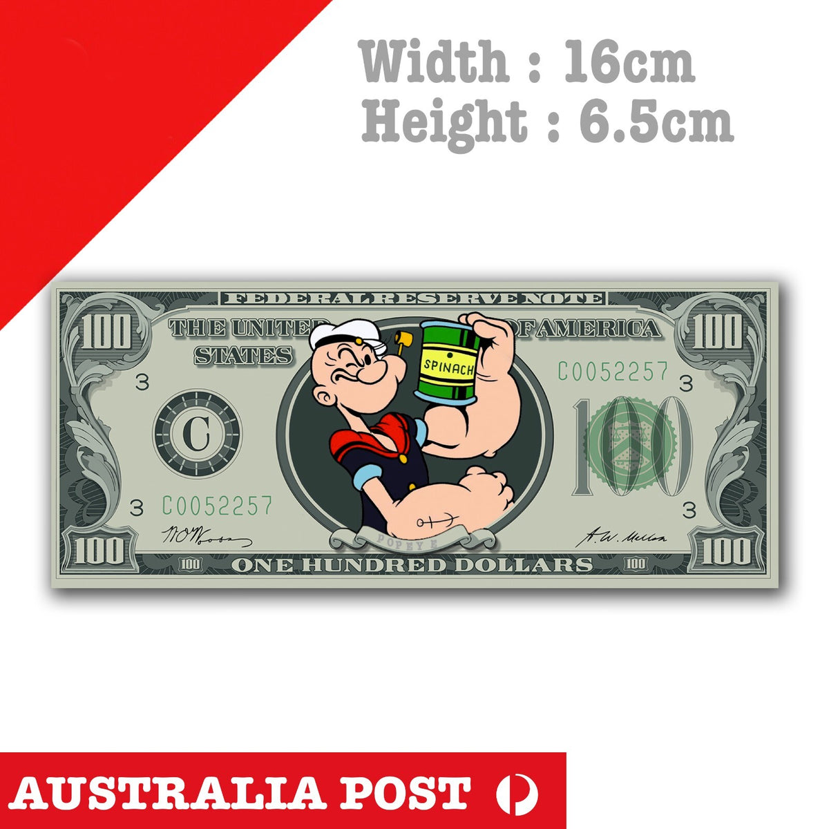 POPEYE the Sailor 100 US Dollar Money Funny Character Sticker