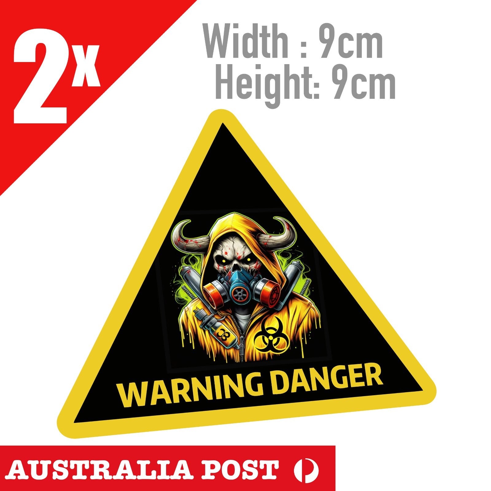 DANGER , WARNING Toxic Skull Masked Warning Signs Stickers