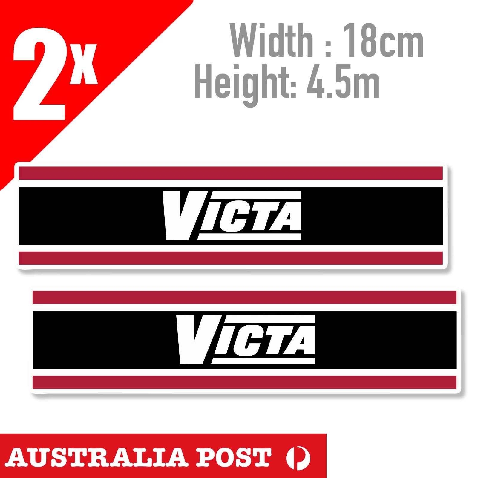 VICTA Logo LAWN MOWER Banner Red Stickers