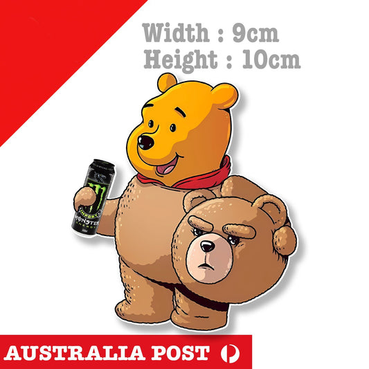 Monster Energy Drink Winnie The Poo as Ted  Funny Sticker