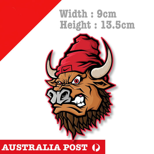 Angry Bull Head Cow with Nike Beanie ,Animal Sticker