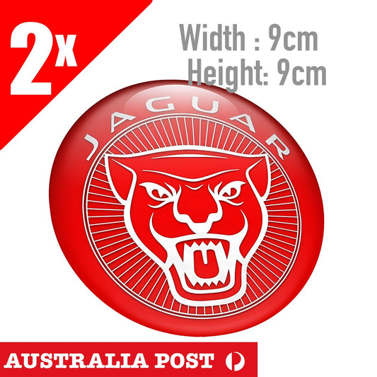 Jaguar Round Logo Silver red Jag  Sticker