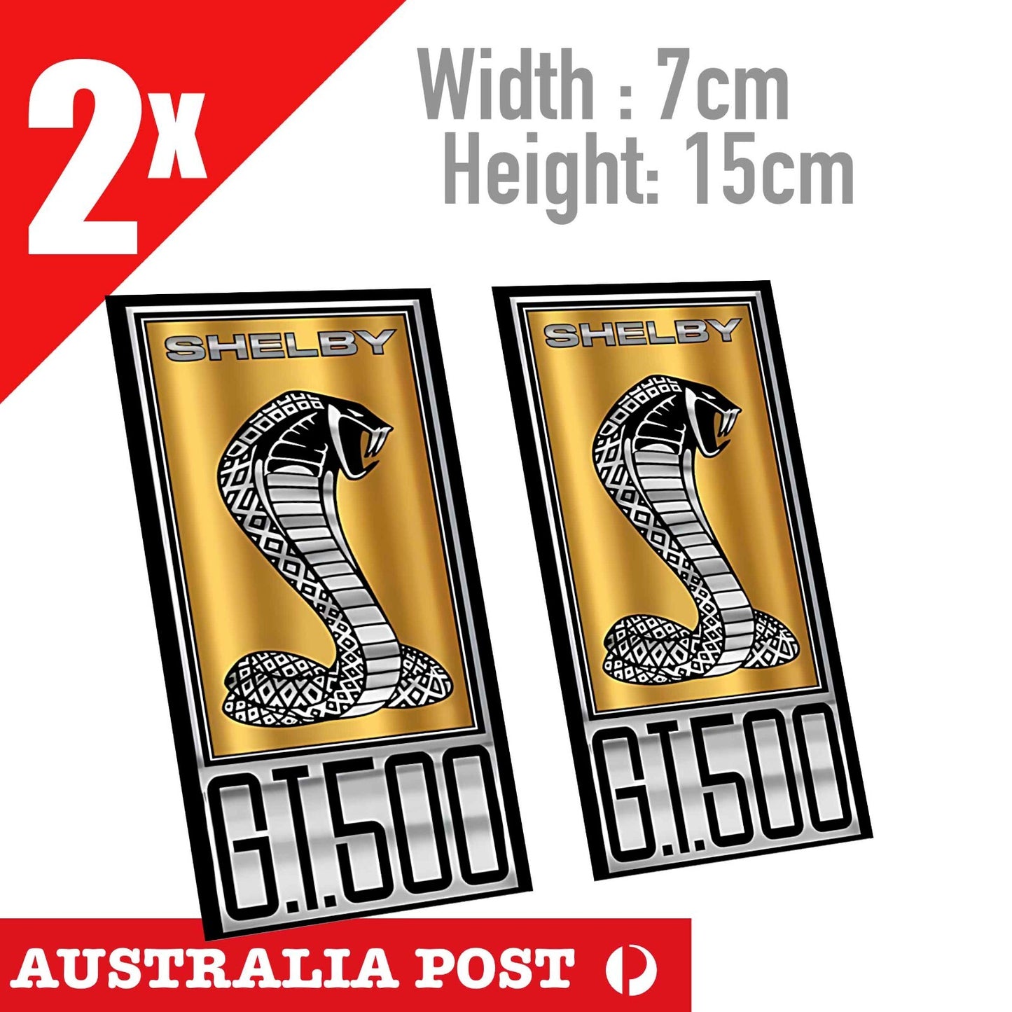 Ford Mustang Shelby Cobra GT500 GOLD Logo Stickers