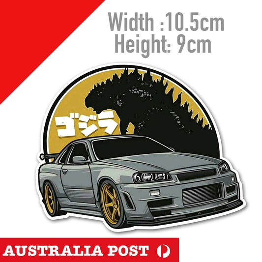 Nissan GTR Godzilla Grey JDM Laptop , Car  Vinyl  Sticker 
