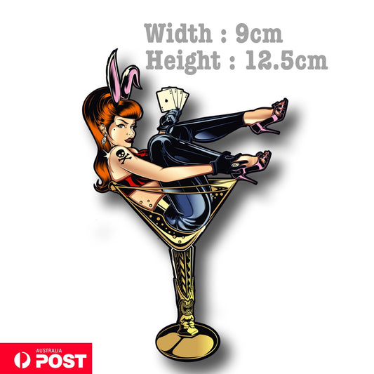 Playboy Bunny In Martini Glass - Pin Up Girl ,Girl with Tatoo with Sticker