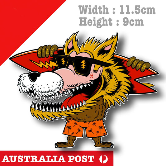 Surfer Wolf, Surfer, WOLF Animal , Funny Wolf  Sticker