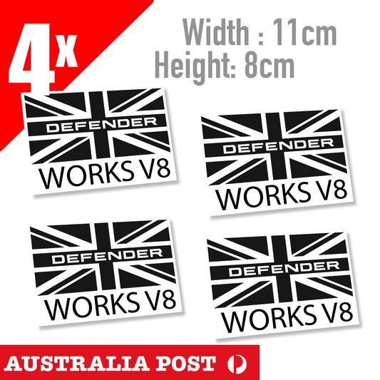 Land ROVER  Defender Union Jack Black Flag V8 Sticker