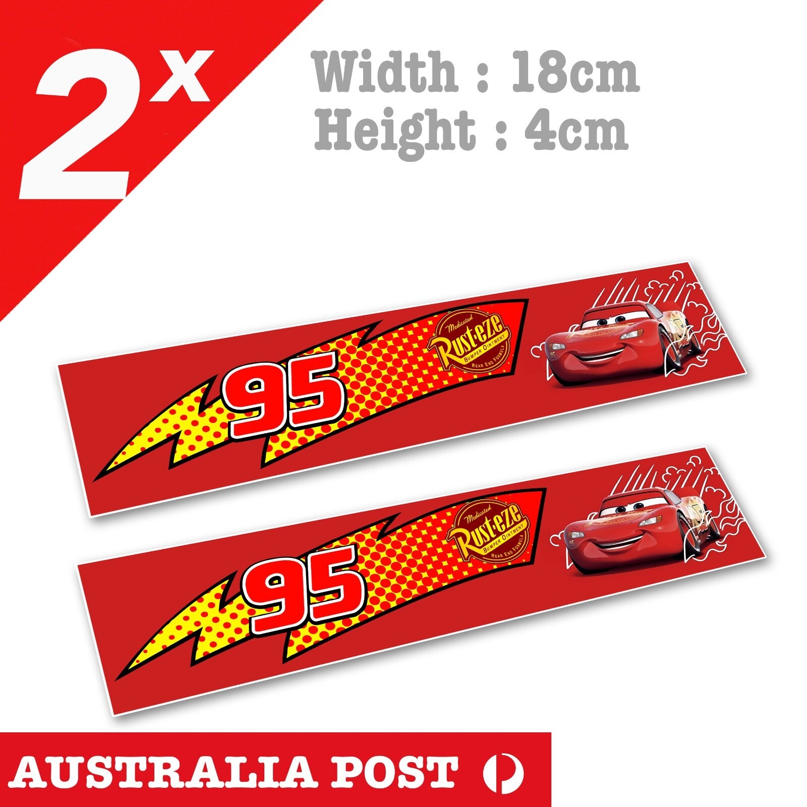 Disney Cars Lightning McQueen 95 Number Flame Rust-Eze Bumper Ointment ...