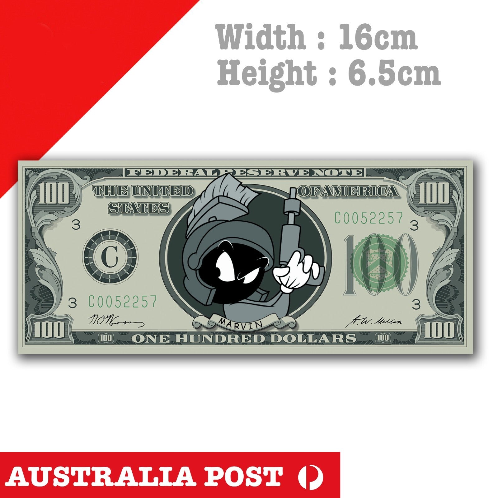 Marvin the Martian 100US Dollar Funny Money Sticker