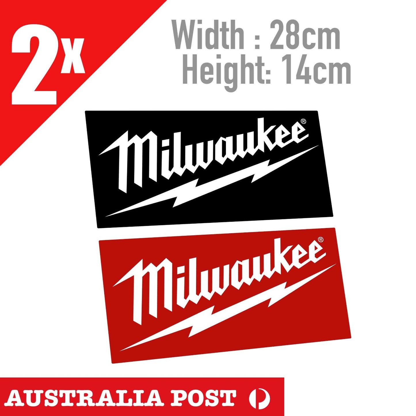 Milwaukee Electric Tool Logo, Power Tool Logo Vinyl x2  Large Stickers