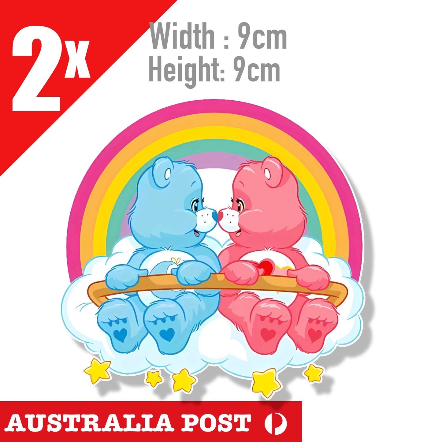 Care Bear RAINBOW LOve Bear, Cute Care Bear on Rainbow Stickers