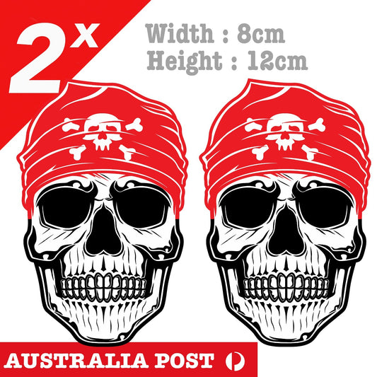 Skull with Red Bandana, Skull Pirate Head, Pirates, Skull, Motorcycle Sticker