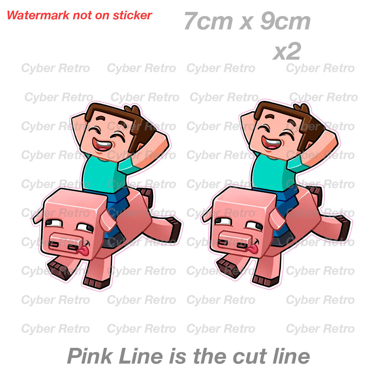 MINECRAFT STEVE RIDING PIG Funny Vinyl Sticker
