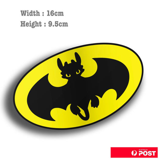 Toothless Batman Badge - How to Train your Dragon, Cartoon Funny  Sticker 